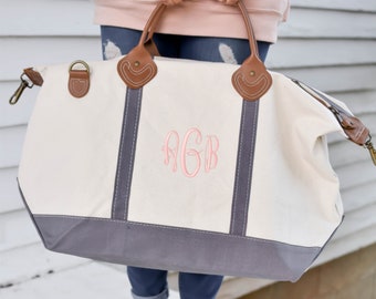 Weekender Bag Women, Personalized Duffle Bag, Canvas Duffle Bag, Bridesmaid Gift, Personalized Gift for Her C6