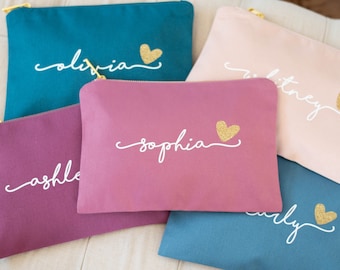 Custom Bridesmaid Makeup Bags Personalized Make Up Bags Bridesmaid Gifts Cosmetic Bags Personalized Best Friend Birthday Gifts (BR036)