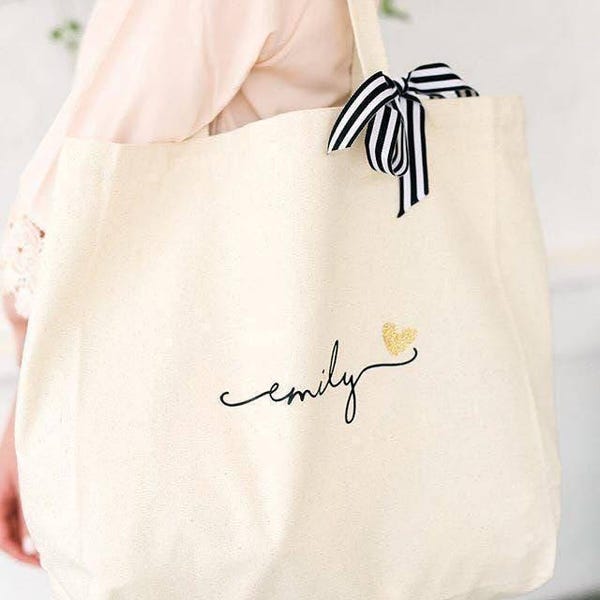 Bridesmaid Tote Bags, Personalized Bridesmaid Bags, Canvas Tote Bag Custom, Bridal Party Bridesmaid Gifts