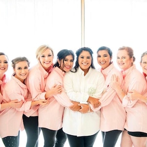 Bridesmaid Button Down Shirt Bride Oxford Getting Ready Gift Oversized Monogram Button Up Shirt