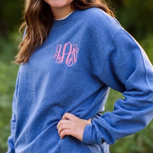 Monogrammed Sweatshirt ~ Monogram Crewneck Sweater Personalized ~ Gifts for Her image 1