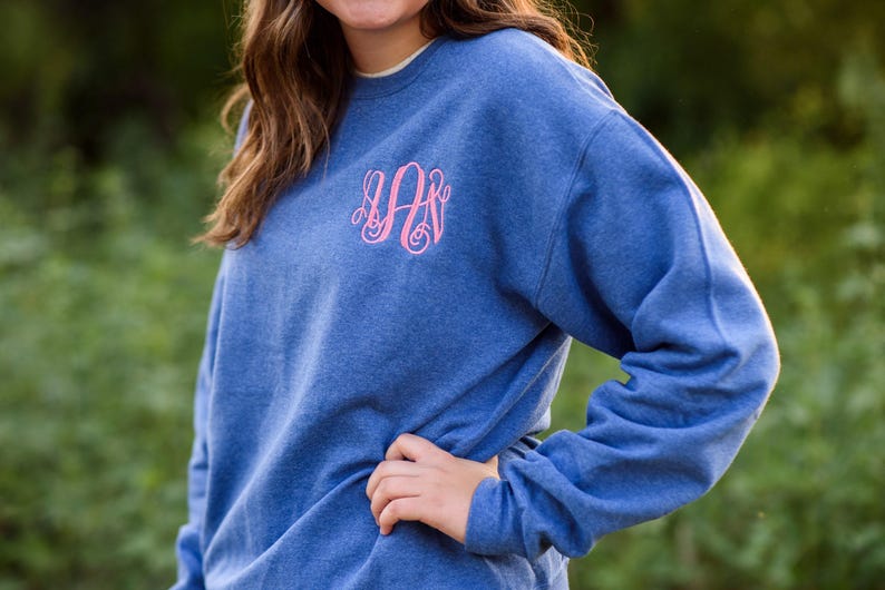 Monogrammed Sweatshirt ~ Monogram Crewneck Sweater Personalized ~ Gifts for Her image 1