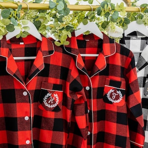 Bridesmaid Pajamas, Bridesmaid Flannel Sleep Shirts, Bridal Party Pajamas, Bridesmaid Gifts (BR139) image 2