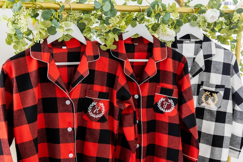 Bridesmaid Pajamas, Bridesmaid Flannel Sleep Shirts, Bridal Party Pajamas, Bridesmaid Gifts (BR139) image 2