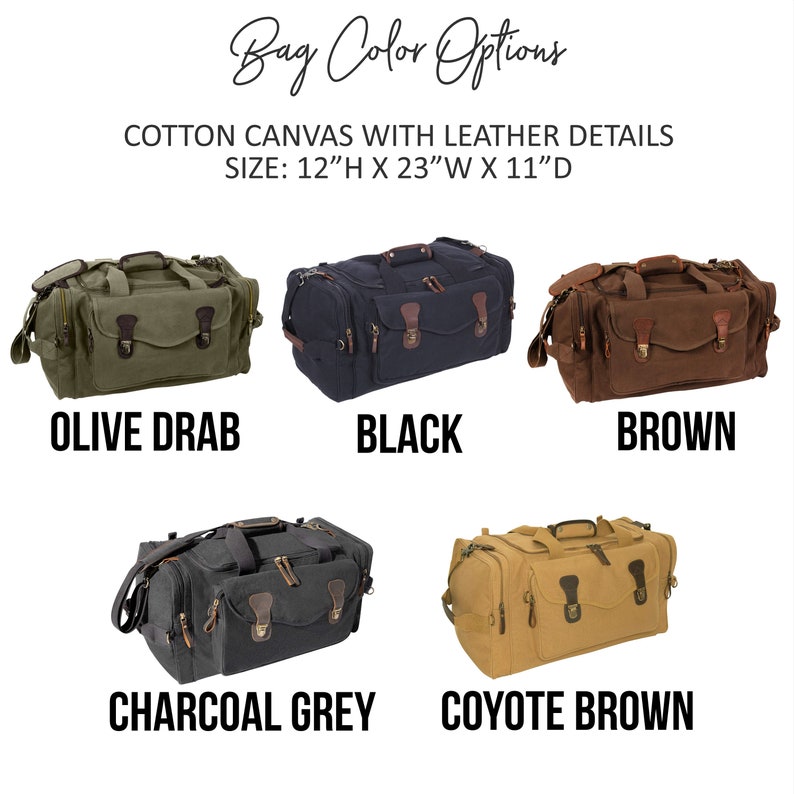 Personalized Mens Weekender Bag, Canvas Men's Duffle Bag, Groomsmen Gift, Carry On Bag, Gift for Best Man R1 image 5