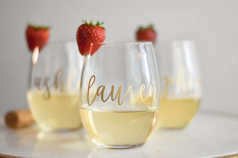 Bridesmaid Gift, Bridesmaid Wine Glasses, Personalized Stemless Glass, Personalized Wine Glass BR053 image 2