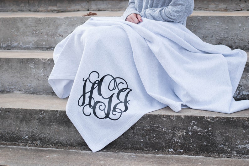 Monogram Blanket Monogrammed Fleece Throw Gift for Her Etsy