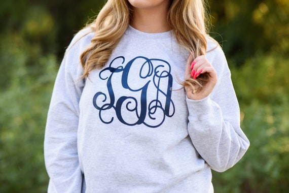 Monogrammed Sweatshirt Monogram Sweater Crewneck Gift 