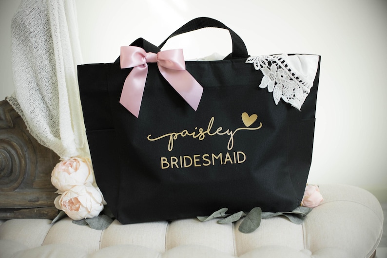 Bridesmaid Tote Bags, Maid of Honor Tote, Personalized Bridesmaid Bags, Bridal Party Bags, Bridesmaid Gifts image 2