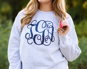 Monogrammed Sweatshirt ~ Monogram Sweater ~ Crewneck ~ Gift for Her ~ Gift Under 20