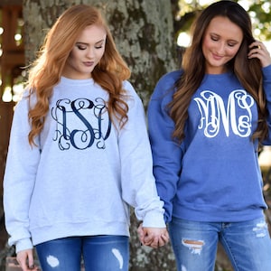 Monogrammed Sweatshirt ~ Monogram Sweater ~ Crewneck ~ Gift for Her ~ Gift Under 20 (MG001)