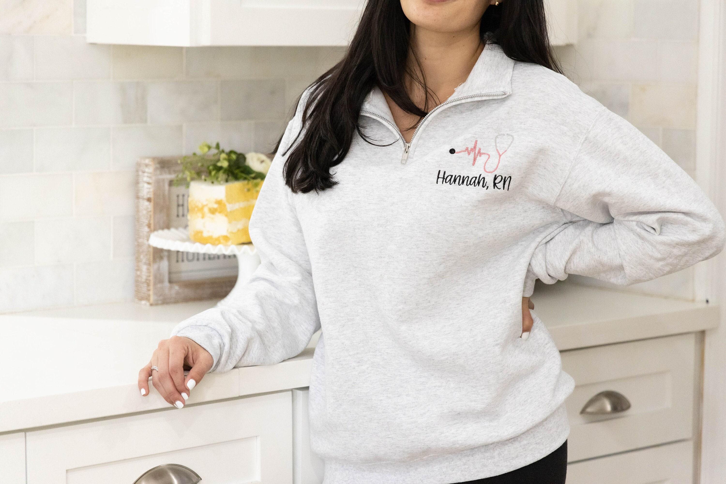 IZI POD Personalized Nurse Sweatshirt - Custom Embroidered Name, Unisex Fit, Comfortable Gifts For Nurses