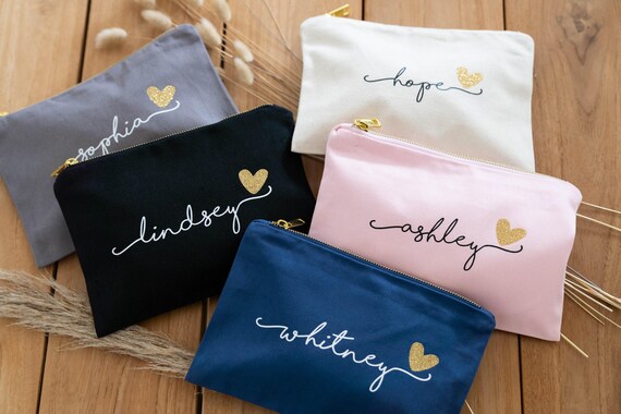 Bridesmaid Makeup Bags, Personalized Cosmetic Bags, Bridesmaid