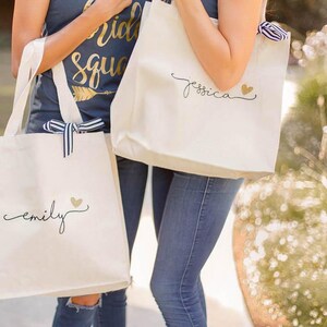 Bridesmaid Tote Bags, Personalized Bridesmaid Bags, Canvas Tote Bag Custom, Bridal Party Bridesmaid Gifts image 2