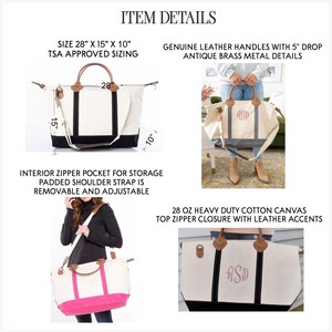 Sac week-end femme, sac de sport personnalisé, sac de sport en toile, cadeau de demoiselle d'honneur, cadeaux personnalisés pour elle image 5