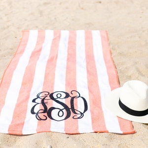 Monogram Beach Towel Stripe Cabana Personalized Glitter Towel MG006 A4 image 2