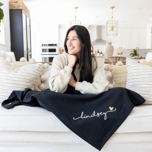 Custom Blanket with Name, Personalized Throw Blanket, Monogram Stadium Blanket for Adults, Personalized Holiday Gifts