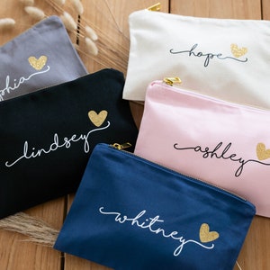 Bridesmaid Makeup Bags, Personalized Cosmetic Bags, Bridesmaid Proposal Gifts, Make up Bag BR036 image 1