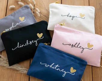 Bridesmaid Makeup Bags, Personalized Cosmetic Bags, Bridesmaid Proposal Gifts, Make up Bag (BR036)