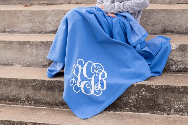Monogram Blanket ~ Monogrammed Fleece Throw ~ Gift for Her ~ Gift Under image 2