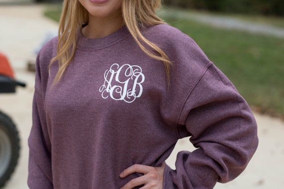 Monogrammed Sweatshirt ~ Monogram Sweater ~ Crewneck ~ Gift for Her ~ Gift  Under 20 (MG003)