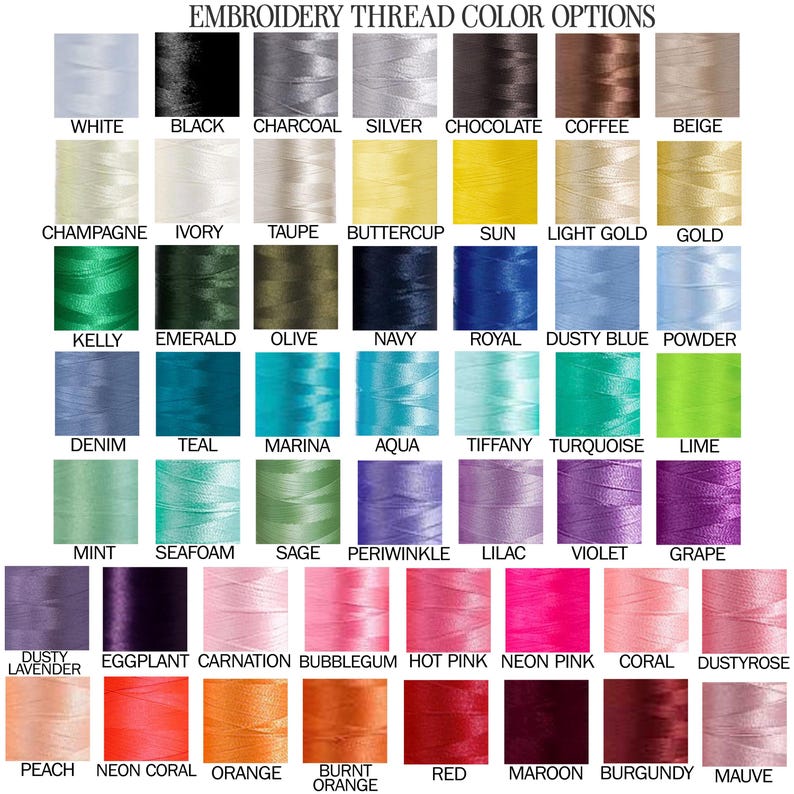 a color chart for embroidery thread