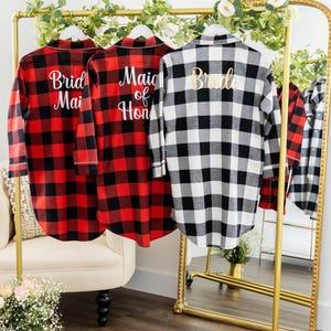 Bridesmaid Pajamas, Bridesmaid Flannel Sleep Shirts, Bridal Party Pajamas, Bridesmaid Gifts (BR139) image 1