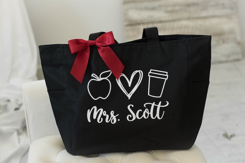 Teacher Tote Bag, Teacher Bag, Personalized Teacher Gift, Gift for Teacher, Thank You Christmas Gift BR125 image 1