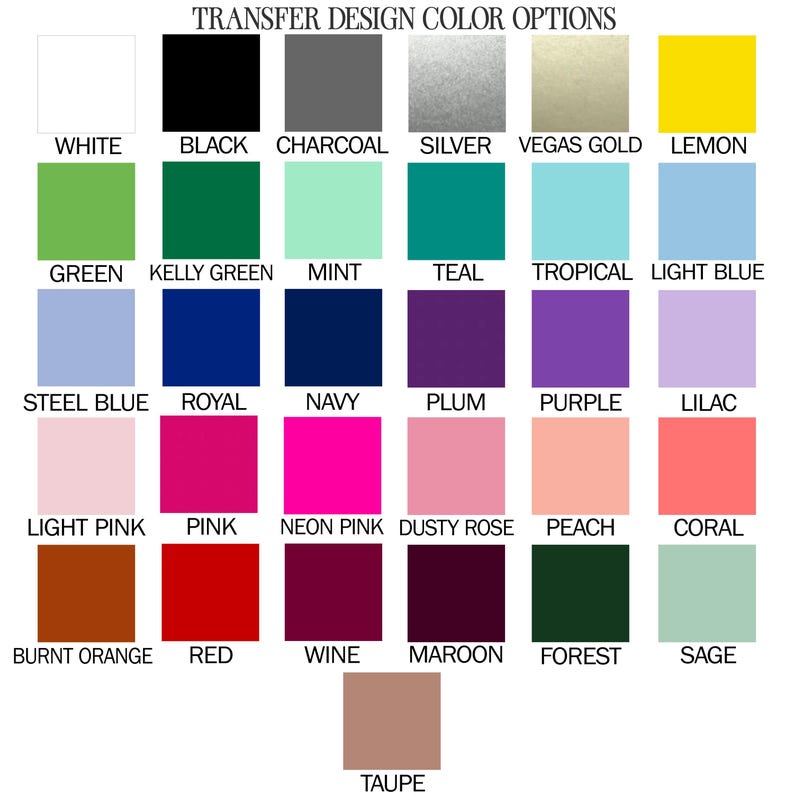 a grid of 24 different color options, each with a unique color name, arranged in a visually appealing layout.
