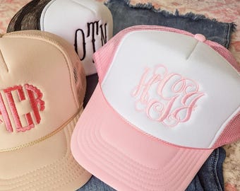 Monogram Trucker Hat, Custom Trucker Hat for Women, Cute Trucker Hat