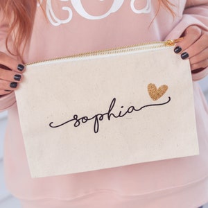 Set of 7 Bridesmaid Cosmetic Bag, Personalized Makeup Bag, Bridesmaid Gift, Make up Bag