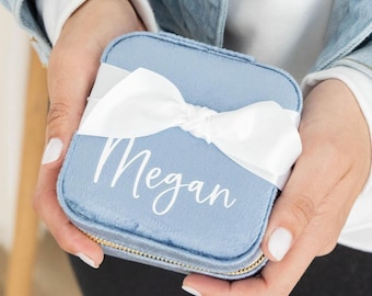 Custom Jewelry Box Velvet, Personalized Travel Jewelry Box, Gift for Bridesmaid Box, Bridesmaid Proposal Gifts