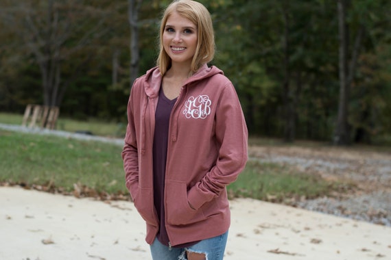 Monogram Fleece Jacket Full Zip up Hoodie for Women Gift 