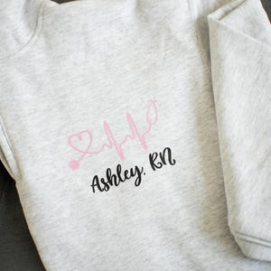 Nurse Stethoscope Sweatshirt ~ Personalized Quarter Zip Sweatshirt ~ 1/4 Zip Pullover Sweater ~ Nurse Gift RN LPN
