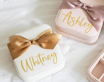 Custom Jewelry Box, Personalized Travel Jewelry Box, Gift for Bridesmaid Box, Bridesmaid Proposal Gifts