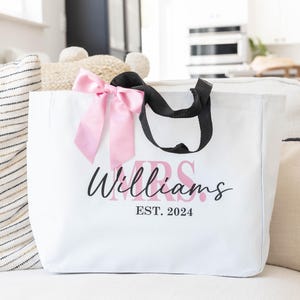 Personalized Bride Bag, Future Mrs Wedding Tote Bag, Engagement Gift for Bride, Bridal Shower Gifts for Bride to Be image 2