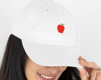 Cute Teacher Hat with Apple, Teacher Gift Personalized, Custom Embroidered Teacher Appreciation Gift for End of Year or Back to School