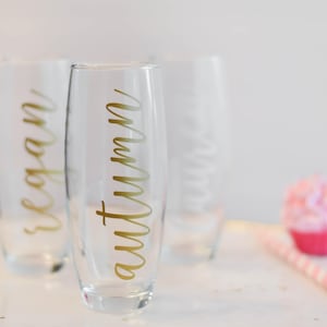 Bridesmaid Gifts, Personalized Stemless Glasses, Bridesmaid Champagne Flutes, Personalized Champagne Flute