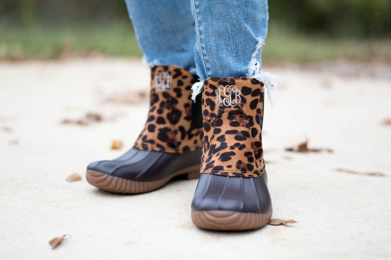 Monogram Duck Boots Duck Boots Leopard Print Womens | Etsy