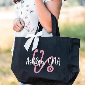 Nurse Bag, Nursing Tote Bag Personalized, Nurse Gifts, Nurse Graduation Gift, RN LPN CNA Bag, Nursing Student Gifts image 2