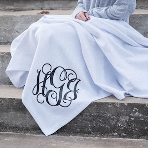 Monogram Blanket ~ Monogrammed Fleece Throw ~ Gift for Her ~ Gift Under image 2