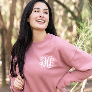 Embroidered Monogrammed Bella Canvas Sweatshirt ~ Personalized Monogram Crewneck Sweater ~ Gifts for Her