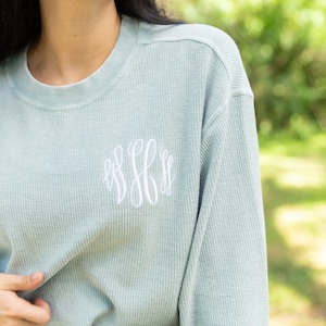 Monogram Charles River Corded Sweatshirt ~ Monogrammed Pullover Sweater ~ Personalized Crewneck Sweatshirt ~ Gift for Her