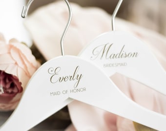 Set of 8 Personalized Bridesmaid Hangers, Wedding Dress Hanger, Engraved Bridesmaid Hanger