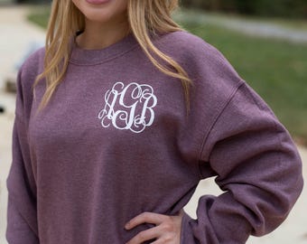 Sweat-shirt à monogramme ~ Pull à monogramme ~ Ras du cou ~ Cadeau pour elle ~ Cadeau pour les moins de 20 ans