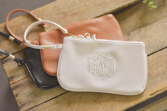 monogrammed wristlet wallet bridesmaid
