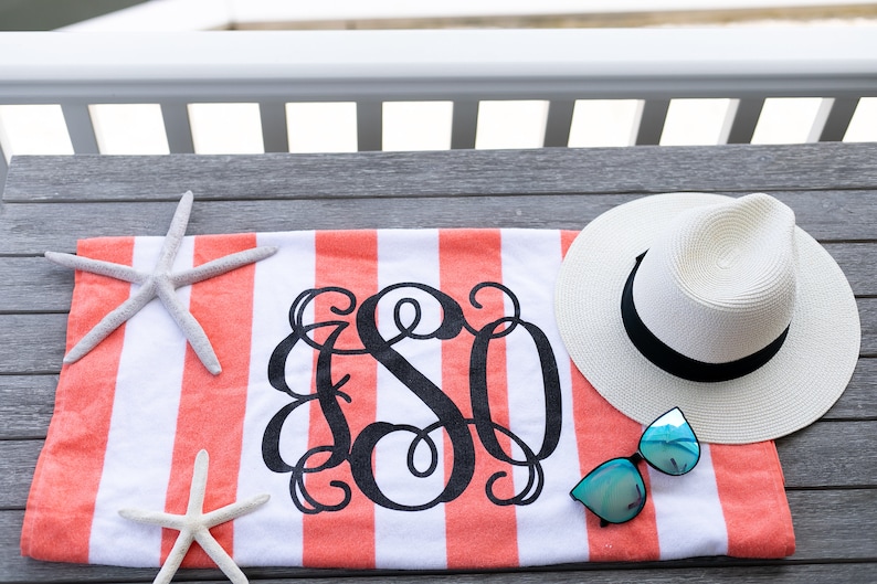 Monogram Beach Towel Stripe Cabana Personalized Glitter Towel MG006 A4 image 3