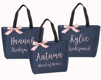 Personalized Bridal Tote Bag, Bridesmaid Tote Bag, Maid of Honor Tote Bag, Monogrammed Tote Bag