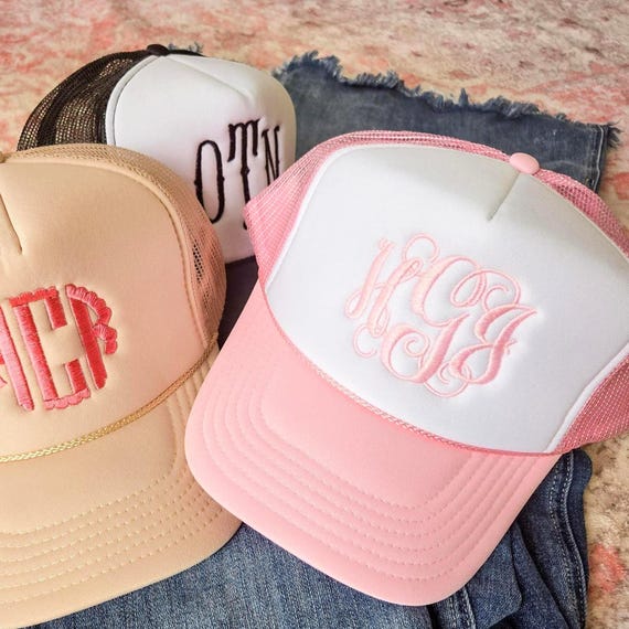 Monogram Trucker Hat, Custom Trucker Hat for Women, Cute Trucker Hat