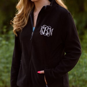 Monogrammed Fleece Jacket, Full Zip Womens Jacket, Christmas Gift for Her under 30 a6 image 1